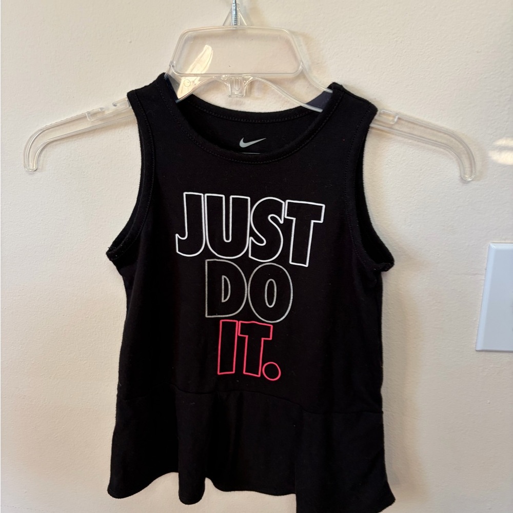 Toddler Girl’s Small 4-5 years Nike Black 'Just Do It.'  Flared bottom Tank Top